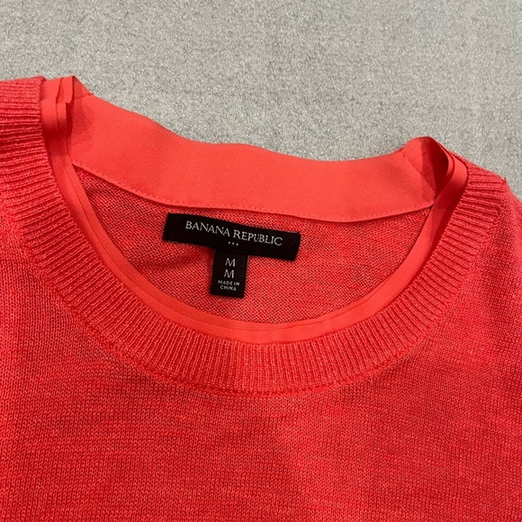 [M]Banana Republic Coral Red Silk Blend Knit Sweater NWOT - Picture 3 of 6
